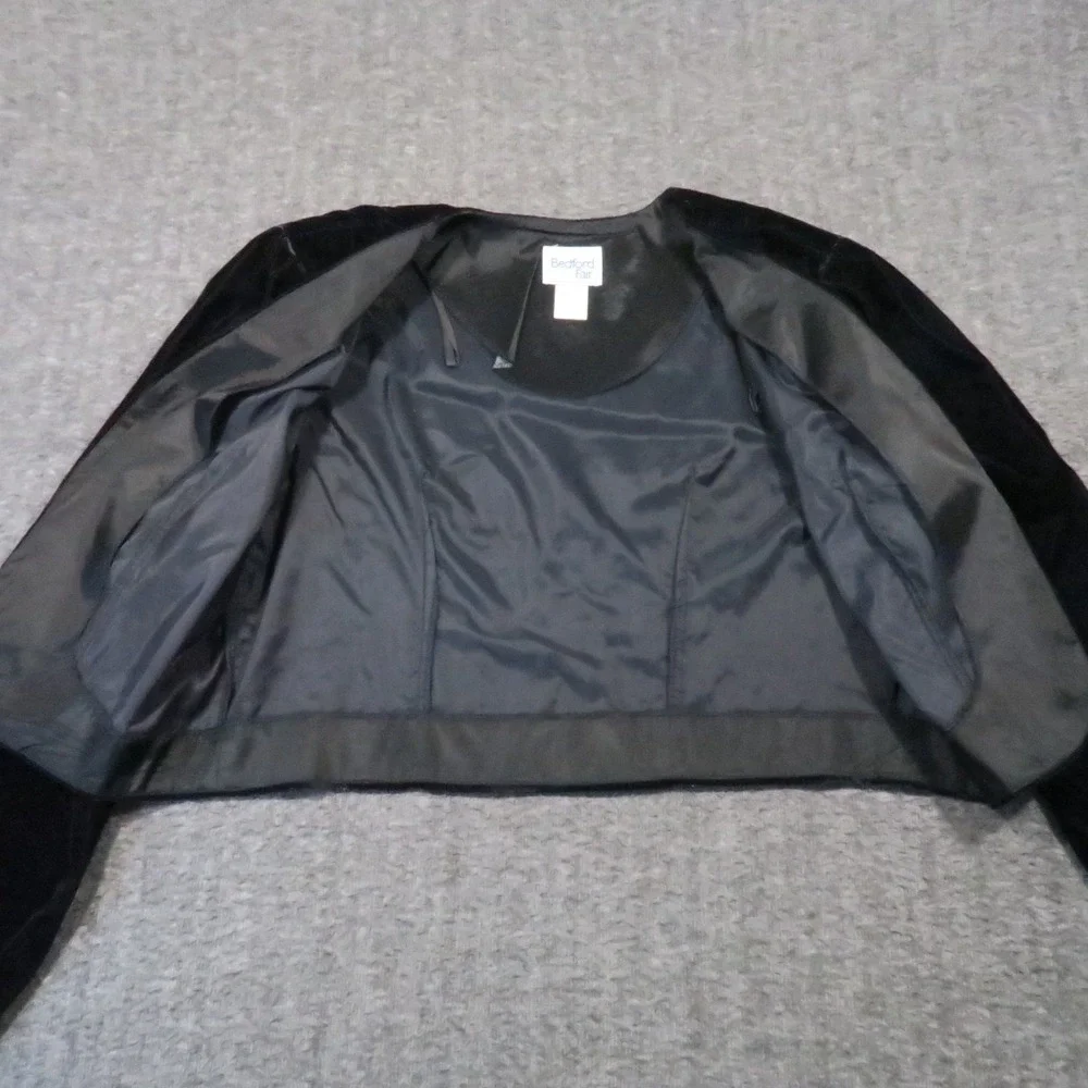 Bedford Fair Cropped Bolero Jacket 16‎ Black Velvet Open Front Vintage Goth Glam
